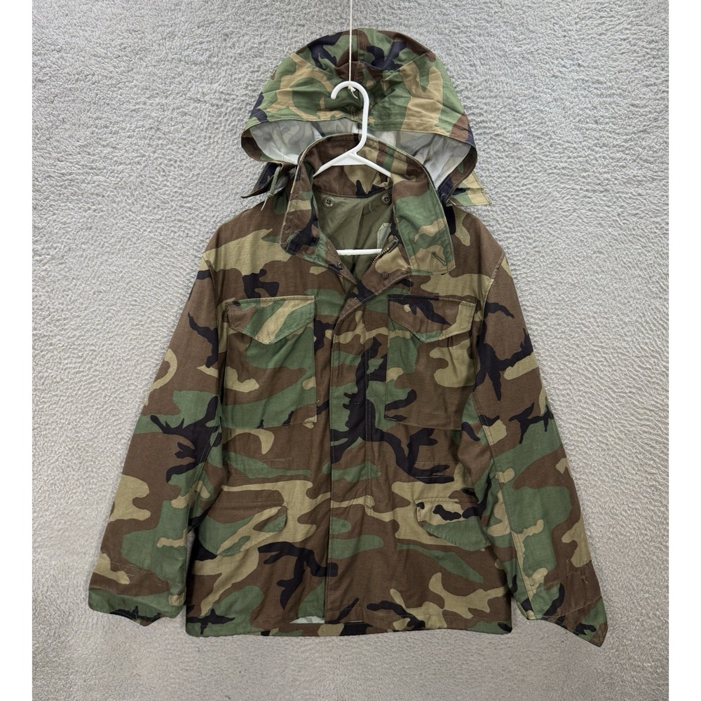 Vintage Military Jacket Adult Small Short Camouflage Cold Weather Coat W/ Liner